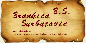 Brankica Šurbatović vizit kartica